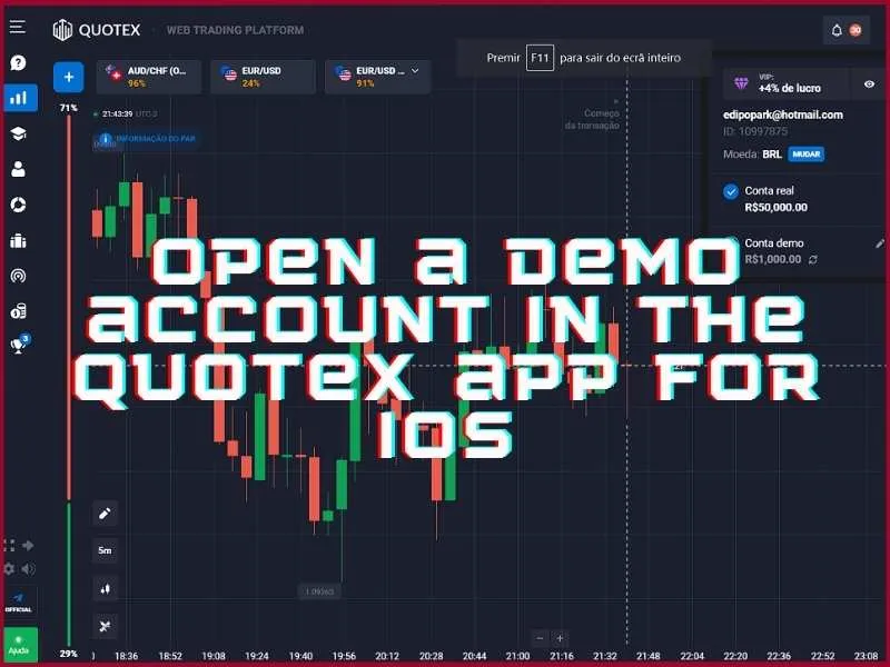 iPhone ve iPad için iOS uygulamasında Quotex demo hesabı