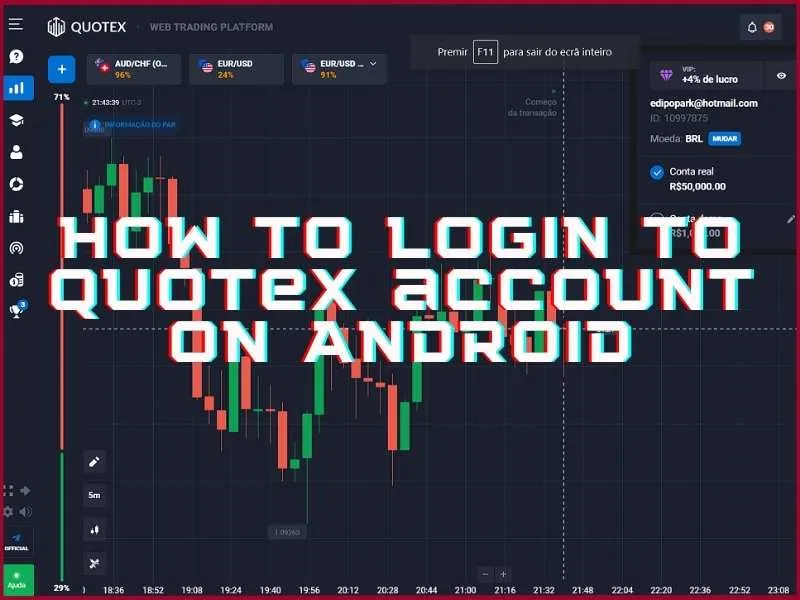 Android akıllı telefonda Quotex ticaret uygulamasına giriş