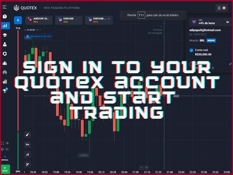 Quotex ticaret platformu, giriş yapıldıktan sonra piyasaların ve enstrümanların görüntülendiği ekran