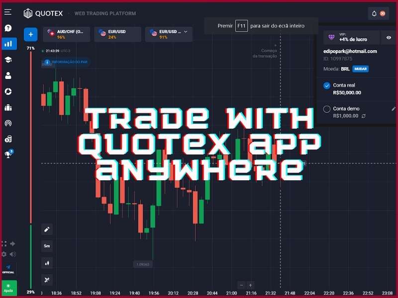 Trader using the Quotex mobile app to access markets from any location