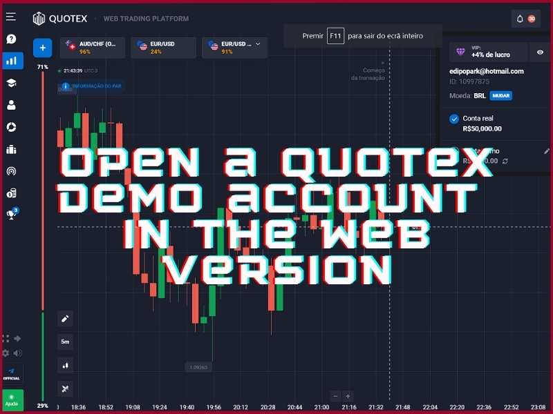 Quotex demo account in the browser-based web trading platform