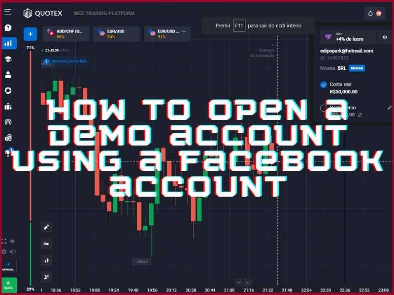 Opening a Quotex demo account by logging in with a Facebook account
