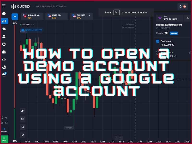 Creating a Quotex demo account using a Google account login