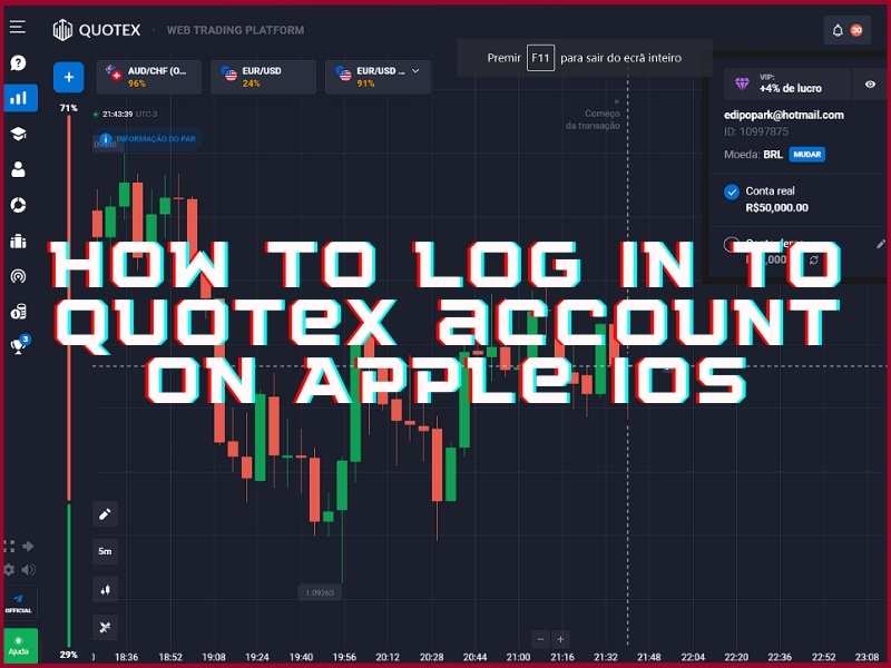 Logging in to the Quotex trading app on iPhone and iPad using iOS