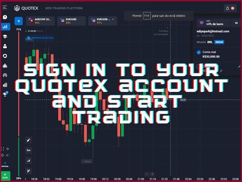 Quotex trading platform after login showing markets and trading tools